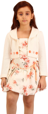 Cutecumber Girls Above Knee Casual Dress(Pink, Full Sleeve)