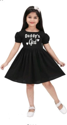 Fariha Fashions Girls Below Knee Festive/Wedding Dress(Black, Short Sleeve)