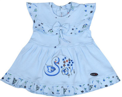 Swagata Trends Baby Girls Midi/Knee Length Casual Dress(Silver, Half Sleeve)
