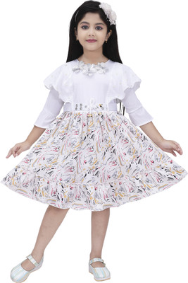 Juliocesarkids Girls Midi/Knee Length Casual Dress(White, Sleeveless)