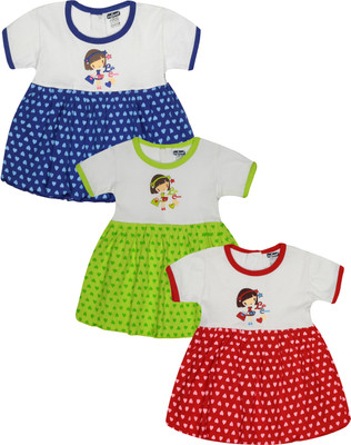 INFANT Baby Girls Midi/Knee Length Casual Dress(Multicolor, Half Sleeve)