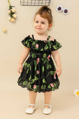 PURNKAMAAY TRENDZ Indi Baby Girls Maxi/Full Length Festive/Wedding Dress(Black, Fashion Sleeve)