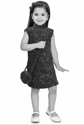 RahatGarments Baby Girls Midi/Knee Length Party Dress(Black, Sleeveless)