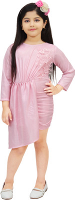 RISHYANI Girls Above Knee Festive/Wedding Dress(Pink, 3/4 Sleeve)