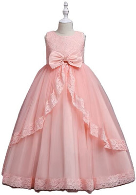 Reem Jheem Baby Girls Maxi/Full Length Festive/Wedding Dress(Beige, Sleeveless)