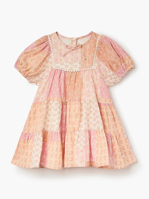 JUNIORS by Babyshop Girls Midi/Knee Length Casual Dress(Pink, Half Sleeve)