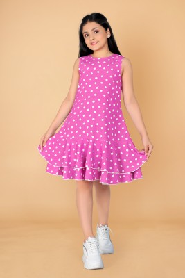 Fashion Dream Girls Midi/Knee Length Casual Dress(Pink, Sleeveless)