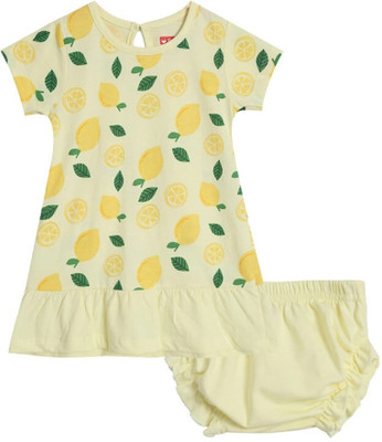 Pubu Baby Girls Midi/Knee Length Casual Dress(Yellow, Cap Sleeve)