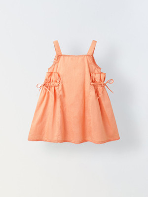 Spunkies Baby Girls Mini/Short Casual Dress(Pink, Sleeveless)