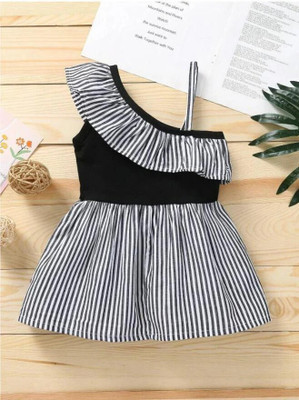 Vimeka Indi Baby Girls Above Knee Festive/Wedding Dress(White, Sleeveless)