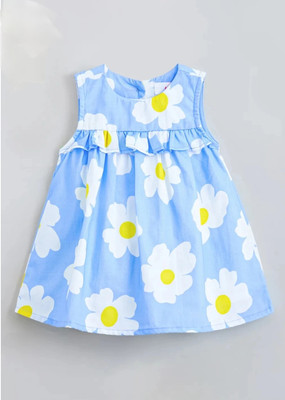 MISCHIF FASHION Baby Girls Midi/Knee Length Festive/Wedding Dress(White, Blue, Sleeveless)