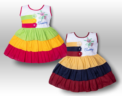 SARDAR DRESSES Baby Girls Midi/Knee Length Casual Dress(Multicolor, Sleeveless)