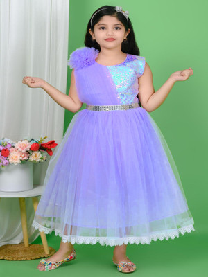 Lb collection Indi Girls Maxi/Full Length Festive/Wedding Dress(Purple, Sleeveless)