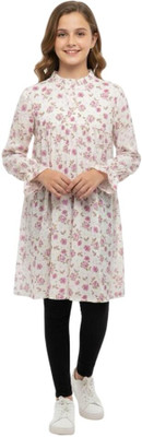 GALAD Indi Girls Midi/Knee Length Casual Dress(White, Full Sleeve)