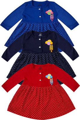 KidzzCart Indi Baby Girls Midi/Knee Length Casual Dress(Multicolor, Full Sleeve)