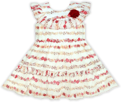 Snazzygirl Indi Girls Above Knee Casual Dress(Red, Sleeveless)