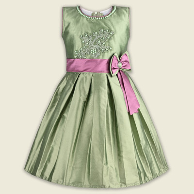 Silver Kraft Baby Girls Midi/Knee Length Party Dress(Green, Sleeveless)