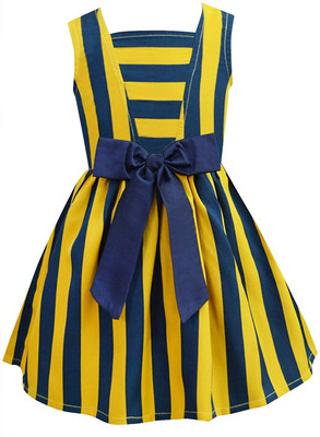 A.T.U.N. Girls Midi/Knee Length Casual Dress(Yellow, Sleeveless)