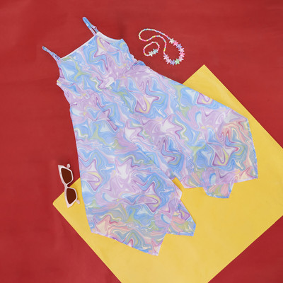 Pantaloons Junior Girls Midi/Knee Length Casual Dress(Purple, Sleeveless)