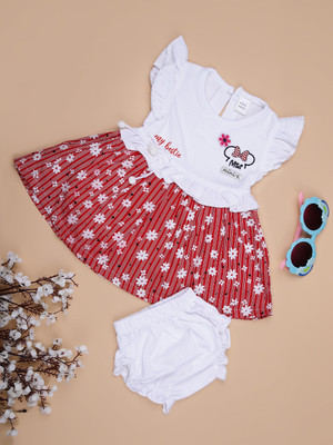 V-MART Baby Girls Above Knee Casual Dress(Red, Sleeveless)