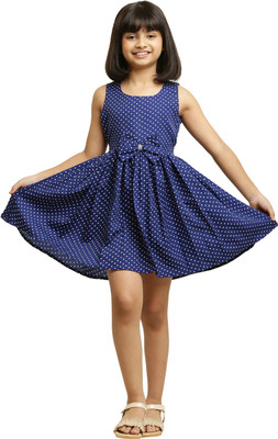 Tripti Enterprises Indi Girls Above Knee Casual Dress(Blue, Sleeveless)