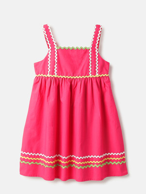 United Colors of Benetton Indi Girls Mini/Short Casual Dress(Pink, Sleeveless)