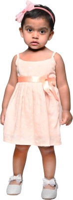 Yellowtoons Girls Midi/Knee Length Casual Dress(Pink, Sleeveless)
