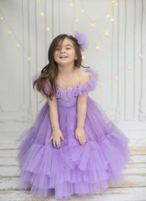 NEW COLLECTIONS Girls Maxi/Full Length Party Dress(Purple, Half Sleeve)