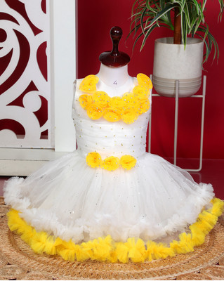 RKTM Girls Below Knee Festive/Wedding Dress(Multicolor, Sleeveless)