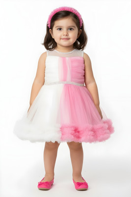 Be Kids Baby Girls Above Knee Party Dress(White, Sleeveless)