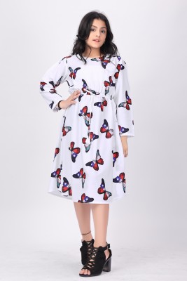 Aarya Designer Girls Calf Length Casual Dress(Multicolor, Full Sleeve)