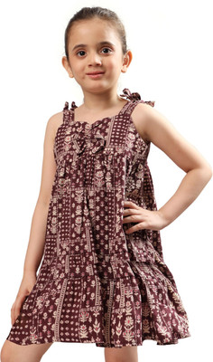VAVA Creation Indi Baby Girls Midi/Knee Length Party Dress(Maroon, Sleeveless)