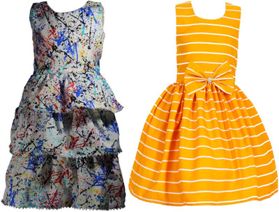 Mamnoon Baby Girls Below Knee Casual Dress(Black, Sleeveless)