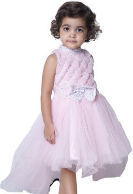 stylestorm Girls Midi/Knee Length Festive/Wedding Dress(Pink, Sleeveless)