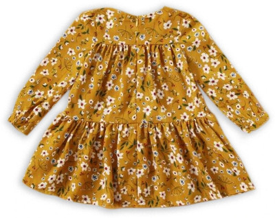 Mahira Fashion Girls Midi/Knee Length Party Dress(Yellow, Full Sleeve)