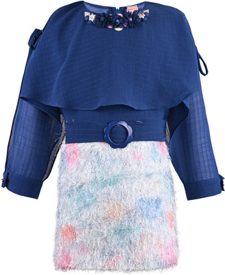 Wishkaro Girls Midi/Knee Length Party Dress(Dark Blue, Full Sleeve)