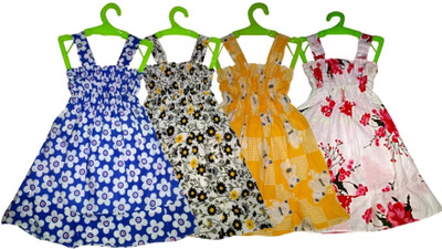 Meticulous Baby Girls Midi/Knee Length Party Dress(Multicolor, Sleeveless)