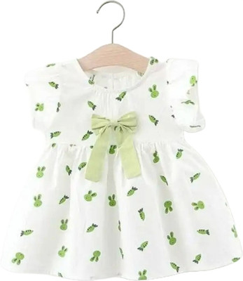 Baby Home Baby Girls Midi/Knee Length Casual Dress(Green, Short Sleeve)