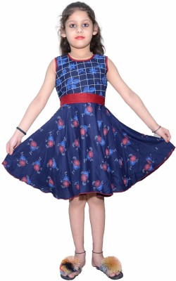 Pari Fashion Indi Baby Girls Midi/Knee Length Festive/Wedding Dress(Blue, Sleeveless)