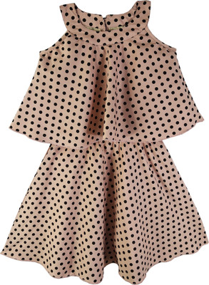 SILK SPARROW Girls Midi/Knee Length Casual Dress(Yellow, Sleeveless)