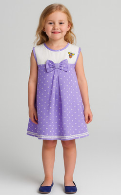 Oliver & Sophie Baby Girls Midi/Knee Length Casual Dress(Purple, White, Sleeveless)