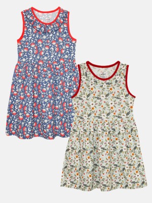 KiddoPanti Girls Midi/Knee Length Casual Dress(Dark Blue, Sleeveless)