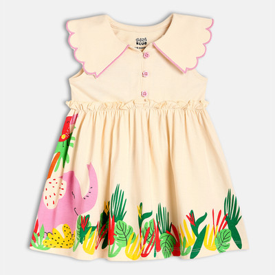 MINI KLUB Indi Girls Midi/Knee Length Casual Dress(White, Fashion Sleeve)