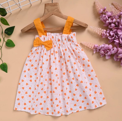 SCARFHAVEN Baby Girls Midi/Knee Length Casual Dress(Yellow, Sleeveless)