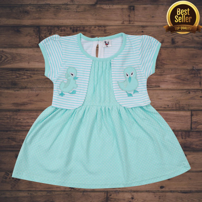 Miss & Chief Baby Baby Girls Midi/Knee Length Casual Dress(Light Blue, Short Sleeve)