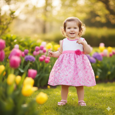 mama & bebe Indi Baby Girls Midi/Knee Length Casual Dress(Pink, Sleeveless)