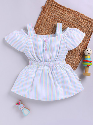 Mom's Love Indi Baby Girls Midi/Knee Length Casual Dress(Green, Fashion Sleeve)