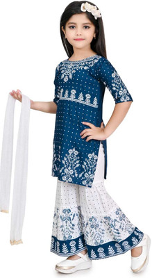 KIDS PARYANIS Baby Girls Party(Festive) Kurta Pyjama(blue)