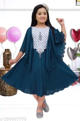 SK JJ DRESSES Girls Maxi/Full Length Festive/Wedding Dress(Blue, 3/4 Sleeve)