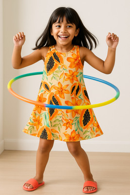 TALES & STORIES Baby Girls Above Knee Casual Dress(Multicolor, Sleeveless)